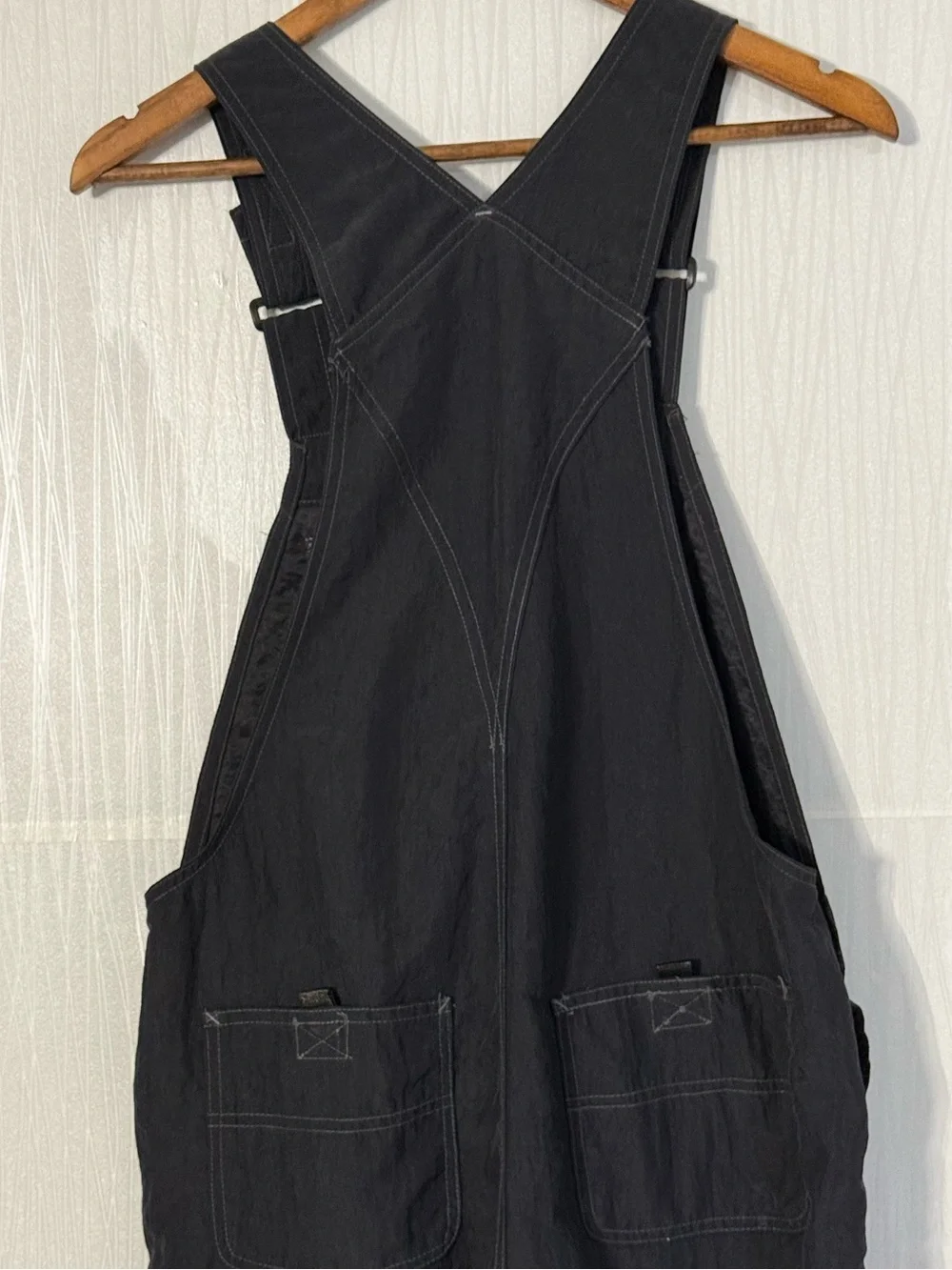 Vintage Y2K UNIONBAY Black Nylon Utility Bib Overalls Size L - Picture 10 of 11